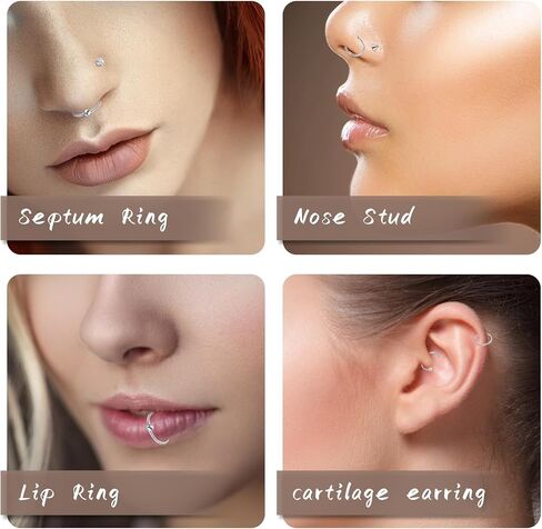 21 Pcs Hoop Nose Rings Surgical Steel Nose Rings for Women 20G Nose Piercing Jewelry Silver Gold Black Nose Piercings Corkscrew Nose Studs L Shaped Nose Rings Nose Rings Hoops 6mm 8mm 10mm 12mm in Kuwait