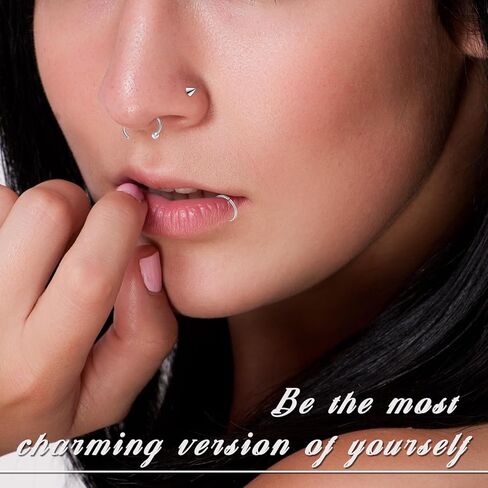 21 Pcs Hoop Nose Rings Surgical Steel Nose Rings for Women 20G Nose Piercing Jewelry Silver Gold Black Nose Piercings Corkscrew Nose Studs L Shaped Nose Rings Nose Rings Hoops 6mm 8mm 10mm 12mm in Kuwait