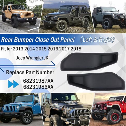 Rear Left & Right Side Bumper Close Out Panel Bumper Cover Spacer Trim Panel Compatible with 2013 2014 2015 2016 2017 2018 Jeep Wrangler JK 3.6L V6 Repalce 68231987AA 68231986AA in Saudi Arabia