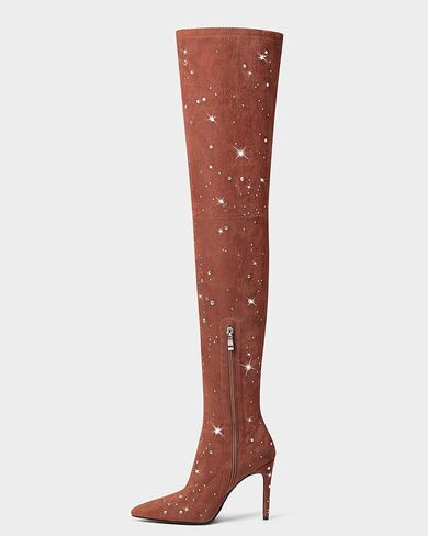 MUCCCUTE Thigh High Boots for Women Over the Knee Square Toe GoGo Boot Fashion Chunky Block Heel Sexy Stretch Long Boots with Zipper in Kuwait