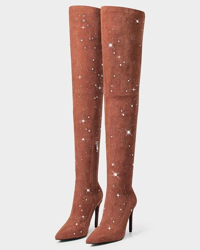 MUCCCUTE Thigh High Boots for Women Over the Knee Square Toe GoGo Boot Fashion Chunky Block Heel Sexy Stretch Long Boots with Zipper in Kuwait