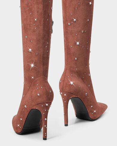 MUCCCUTE Thigh High Boots for Women Over the Knee Square Toe GoGo Boot Fashion Chunky Block Heel Sexy Stretch Long Boots with Zipper in Kuwait