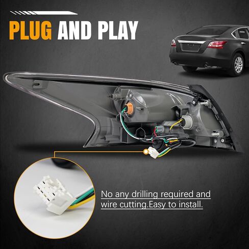 Right Tail Light Assembly Fit for Nissan Altima 2013 2014 2015 RH Passenger Side Taillight Tail lamp Halogen Rear Brake Lamp Replacement for NI2801195 in Saudi Arabia