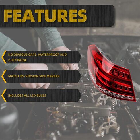 مجموعة ضوء الذيل الأيمن للركاب من Dasbecan متوافقة مع 2014-2016 Mercedes-Benz W212 E-Class E250 E300 E350 E400 E550 E63 مصباح خلفي خارجي مع مصابيح LED يستبدل # 2129061403 MB2805112 in Saudi Arabia