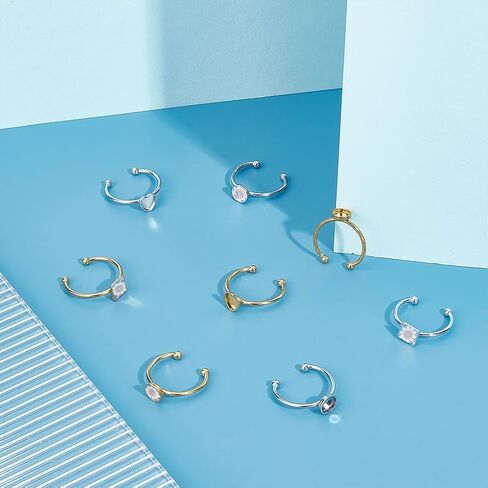 UNICRAFTALE 12Pcs 3 Styles 304 Stainless Steel Blank Dome Finger Rings 2 Colors Round Flat Pad Ring Components Open Cuff Bezel Trays Fit Ring for Jewelry Making Tray 6mm in Saudi Arabia