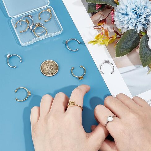 UNICRAFTALE 12Pcs 3 Styles 304 Stainless Steel Blank Dome Finger Rings 2 Colors Round Flat Pad Ring Components Open Cuff Bezel Trays Fit Ring for Jewelry Making Tray 6mm in Saudi Arabia