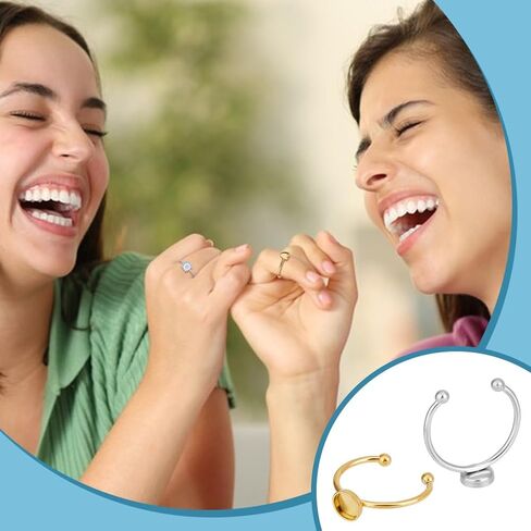 UNICRAFTALE 12Pcs 3 Styles 304 Stainless Steel Blank Dome Finger Rings 2 Colors Round Flat Pad Ring Components Open Cuff Bezel Trays Fit Ring for Jewelry Making Tray 6mm in Saudi Arabia