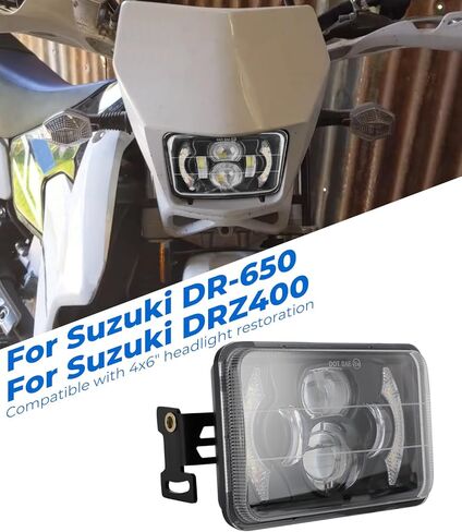 4x6 LED Headlight Kit for Suzuki DR-650 | for Suzuki DRZ400 with Mounting Bracket Hardware Headlight High Brightness Three Modes High Beam Low beam Daytime Running Light (Light with Bracket) in Kuwait