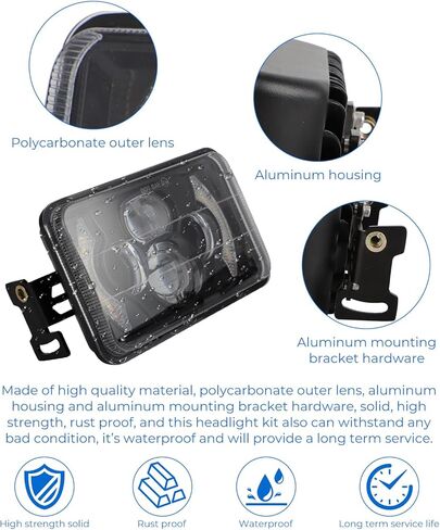 4x6 LED Headlight Kit for Suzuki DR-650 | for Suzuki DRZ400 with Mounting Bracket Hardware Headlight High Brightness Three Modes High Beam Low beam Daytime Running Light (Light with Bracket) in Kuwait