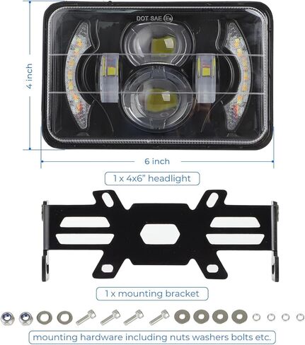 4x6 LED Headlight Kit for Suzuki DR-650 | for Suzuki DRZ400 with Mounting Bracket Hardware Headlight High Brightness Three Modes High Beam Low beam Daytime Running Light (Light with Bracket) in Kuwait