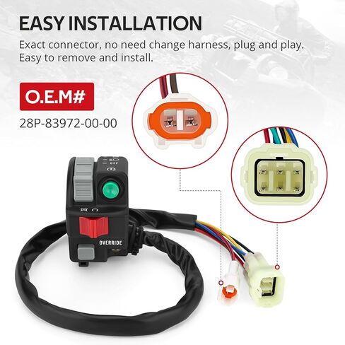 JAVIK Left Handlebar Switch Start Stop Headlight Override for Yamaha 2009-2023 Grizzly 550 700 Kodiak 700 450 YFM700 YFM550 YFM450 O.E.M#28P-83972-00-00 in Saudi Arabia