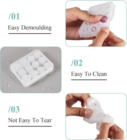 4Pcs DIY Beads Silicone Molds Square Round Polygonal Flat Round Bead with Hole Resin Casting Mold for DIY Bracelet Necklace Earrings Jewelry Making Polymer Clay Art Craft, Inner Diameter: 4-13mm in Saudi Arabia