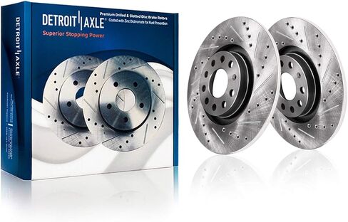 Detroit Axle - Brake Kit for Volkswagen 2005-2010 Jetta 2010 Golf, Drilled & Slotted Disc Brake Rotors Ceramic Brakes Pads Replacement - [11.34" Front and 10.24" Rear Rotors] in Saudi Arabia