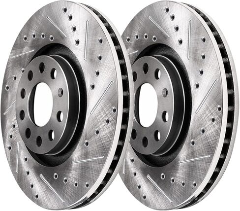 Detroit Axle - Brake Kit for Volkswagen 2005-2010 Jetta 2010 Golf, Drilled & Slotted Disc Brake Rotors Ceramic Brakes Pads Replacement - [11.34" Front and 10.24" Rear Rotors] in Saudi Arabia