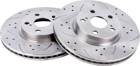 Front Drilled and Slotted Brake Pads and Rotors Kit Ceramic Automotive Replacement Brake Kits Vented 10.83 Inch Compatible for Toyota Corolla Matrix 2008-2019 (18 Pcs) in Saudi Arabia