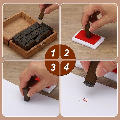 PATIKIL Letter Stamps Number Stamps, 70Pcs Vintage Wood Rubber Stamp Set Alphabet Wooden Stamp Stamper for Card Making DIY Crafting Scrapbooking, Brown in Saudi Arabia