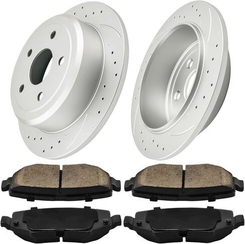 KAX Rear Brake Pads and Rotors Kit Fits Chevrolet Equinox 2010-2017, GMC Terrain 2010-2017, Brakes and Rotors 6 PCS Set in Saudi Arabia
