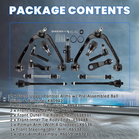 13PC Front Suspension Kit Upper Control Arms Ball Joints Tie Rods Sway Bar Fit For 1999-2006 Chevy Silverado 1500 Avalanche 1500 Tahoe GMC Sierra 1500 Yukon Cadillac Escalade in Saudi Arabia