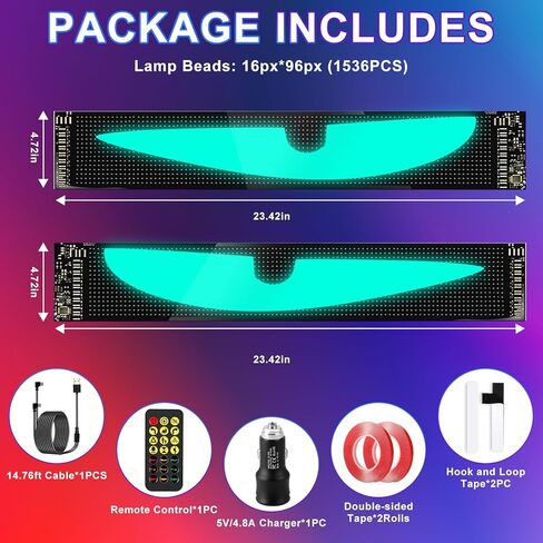 Devil Eyes Light for Cars, 2-Pack LED Eyes for Car Windshield with Perfect Sync, Animated Programmable Scrolling Display Sign, 23.4"x4.7" Flexible Screen with APP/Remote Control for SUV, Truck,Van,RV in Saudi Arabia