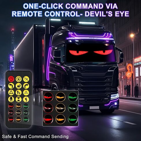 Devil Eyes Light for Cars, 2-Pack LED Eyes for Car Windshield with Perfect Sync, Animated Programmable Scrolling Display Sign, 23.4"x4.7" Flexible Screen with APP/Remote Control for SUV, Truck,Van,RV in Saudi Arabia