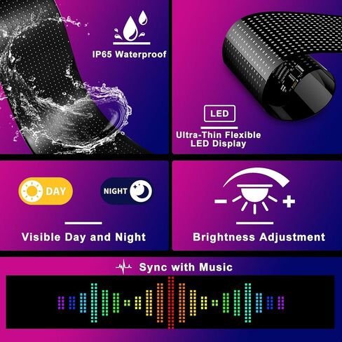 Devil Eyes Light for Cars, 2-Pack LED Eyes for Car Windshield with Perfect Sync, Animated Programmable Scrolling Display Sign, 23.4"x4.7" Flexible Screen with APP/Remote Control for SUV, Truck,Van,RV in Saudi Arabia