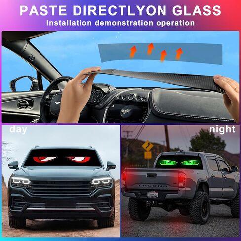 Devil Eyes Light for Cars, 2-Pack LED Eyes for Car Windshield with Perfect Sync, Animated Programmable Scrolling Display Sign, 23.4"x4.7" Flexible Screen with APP/Remote Control for SUV, Truck,Van,RV in Saudi Arabia