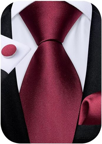 DiBanGu Mens Solid Tie Set Satin Necktie Hanky Cufflinks Set Party Wedding Business in Kuwait