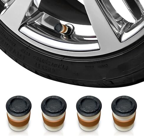Mini Coffee Cup Tire Valve Stem Caps – 4 Pack | Funny Coffee Cup Air Valve Covers for Car, Bike, Truck, or Motorcycle | Novelty Tire Accessories | Fits Schrader Valves in Saudi Arabia