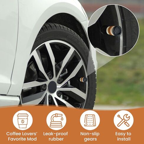 Mini Coffee Cup Tire Valve Stem Caps – 4 Pack | Funny Coffee Cup Air Valve Covers for Car, Bike, Truck, or Motorcycle | Novelty Tire Accessories | Fits Schrader Valves in Saudi Arabia