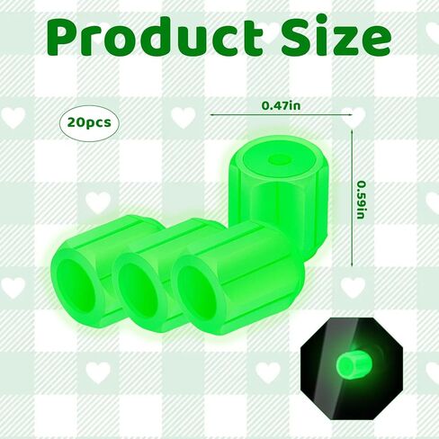 20 Pack Glow in The Dark Tire Valve Caps, 1.2 * 1.5cm, Fluorescent Tire Valve Stem Caps for Enhanced Nighttime Visibility, Funny Car Accessories Decor (Cool Noctilucous Green) in Saudi Arabia