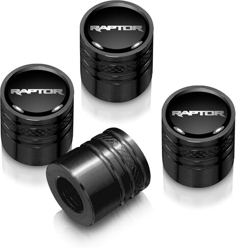 iPick Image for Ford F-150 Raptor Black Cylinder-Style Aluminum Tire Valve Stem Caps - Official Licensed in Saudi Arabia