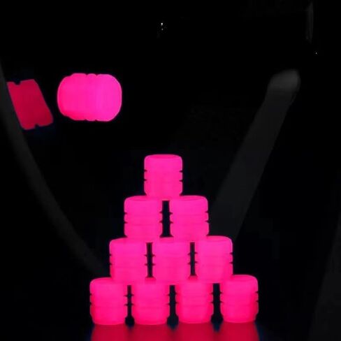 30Pcs Luminous Valve Caps Fluorescent Green Night Glowing Car Motorcycle Bicycle Wheel Styling Tyre Hub Luminous Cap Decor (Pink) in Saudi Arabia