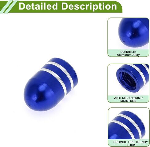 قبعات جذع صمام الإطارات الزخرفية الأزرق شكل رصاصة مستديرة الإطارات صمام الغبار يغطي 7x16.5 مللي متر سبائك الألومنيوم 4 قطعة in Saudi Arabia