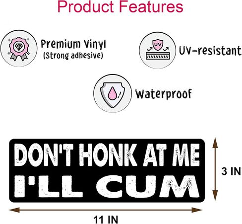 11x3inch(3Pcs) - Don't HONK at ME I'll Cum Bumper Sticker - Don't HONK at ME I'll Cum Sticker - Funny Sticker in Saudi Arabia