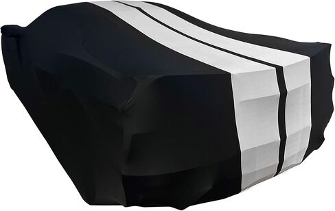 SR1 USA C8 Corvette Custom Fit Car Cover - Indoor Ultraguard Stretch Satin High End Dust Proof for 2020-2026 Stingray, Z06, Z51, E-Ray (Black with Gray Stripes) in Saudi Arabia