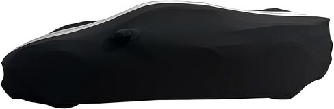 SR1 USA C8 Corvette Custom Fit Car Cover - Indoor Ultraguard Stretch Satin High End Dust Proof for 2020-2026 Stingray, Z06, Z51, E-Ray (Black with Gray Stripes) in Saudi Arabia