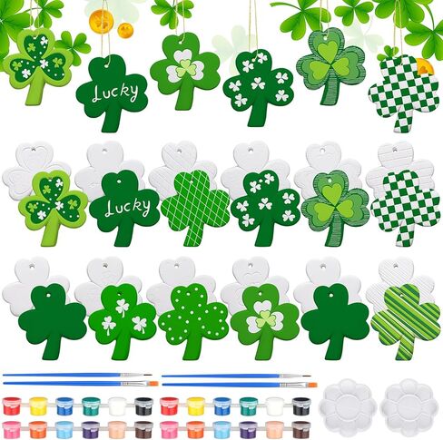 Suzile 24 Pcs Christmas Ceramics to Paint Ready to Paint Ceramics Christmas Ornaments Xmas Gnome Ceramic Painting Kit Christmas Crafts for Adults in Kuwait