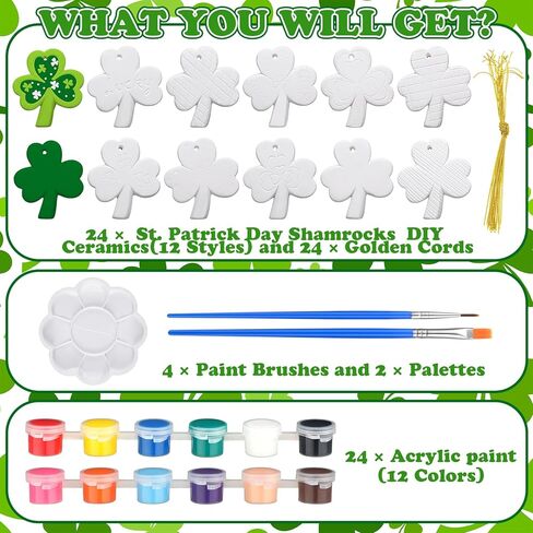 Suzile 24 Pcs Christmas Ceramics to Paint Ready to Paint Ceramics Christmas Ornaments Xmas Gnome Ceramic Painting Kit Christmas Crafts for Adults in Kuwait