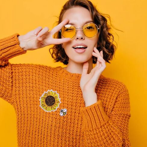 42 Pieces Bee Embroidered Applique Patches Daisy Sunflower Iron on Patch Cute Flower Sew on Patches for Clothing Bags, Jackets, Jeans, Hats, Clothes DIY Decoration (Cute) in Saudi Arabia
