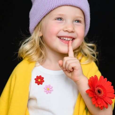 42 Pieces Bee Embroidered Applique Patches Daisy Sunflower Iron on Patch Cute Flower Sew on Patches for Clothing Bags, Jackets, Jeans, Hats, Clothes DIY Decoration (Cute) in Saudi Arabia