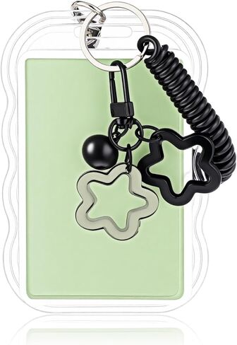 Photocard Holder Keychain Star Cute Transparent Photocard Holder Keychain, Cute Photo Card Protector with Star Pendant, Acrylic ID Badge Holders Locket Key Chain for Cards, Bus Pass in Saudi Arabia