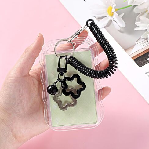 Photocard Holder Keychain Star Cute Transparent Photocard Holder Keychain, Cute Photo Card Protector with Star Pendant, Acrylic ID Badge Holders Locket Key Chain for Cards, Bus Pass in Saudi Arabia