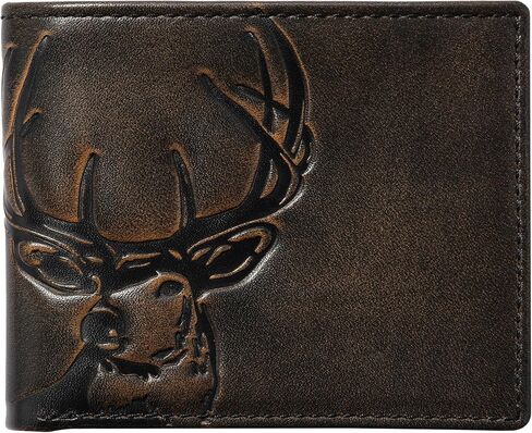 HOJ Co. DEER Bifold Wallet for Men | Extra Capacity Two ID Windows | Full Grain Leather With Hand Burnished Finish | Multi Card Capacity | Deer Men's Wallet in Kuwait
