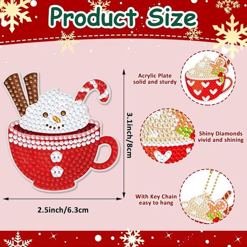 16 قطعة عيد الميلاد الماس الفن اللوحة سلسلة المفاتيح مجموعات 5D DIY الماس مفتاح سلسلة شنقا الحلي هدية عيد الميلاد العلامات شجرة ديكور اليدوية عيد الميلاد الماس الفن المعلقات لتغليف مهرجان عطلة in Kuwait