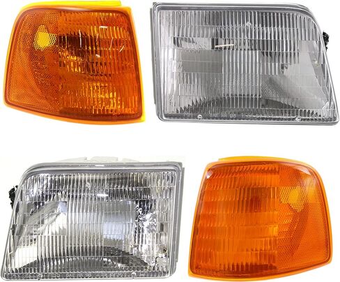 Garage-Pro Driver Passenger Side Headlight Assembly Kit For Ford Ranger 1993-1997 Halogen With Bulb(s), Corner Light, Replaces# F37Z13008B F37Z13008A F37Z13200B F37Z13201A in Saudi Arabia