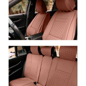 غطاء مقعد السيارة من الجلد البيئي من Owleys - واقي مقعد السائق العالمي الفاخر للسيارات وسيارات الدفع الرباعي والشاحنات (تان هيكسي) in Kuwait