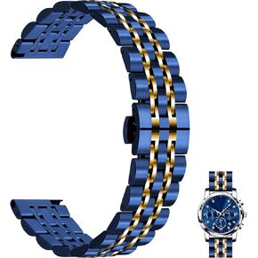 Juntan 7 Beads Quick Release Watch Band, 20mm 22mm Stainless Steel Watch Strap for Men Women, Adjustable Business Metal Watch Bracelet with Butterfly Clasp Multiple Colors in Kuwait