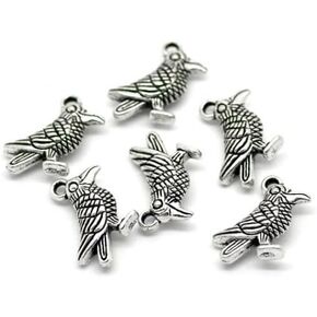 Raven Charms 19mm Antiqued Silver Plated Crow Pendants For Jewelry Making And Crafts in Saudi Arabia