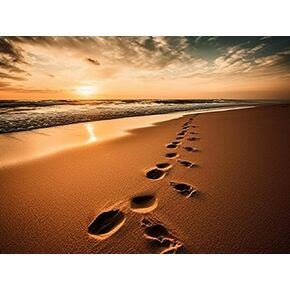 Diamond Art Kits for Adults Footprints in The Sand Motivational Scenery 5D DIY Round Rhinestone Gem Art Crafts Paintings for Home Wall Decor 11.7x15.8inches/30x40cm in Kuwait