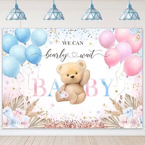 Avezano Boho Bear Gender Reveal Backdrop Banner Boho Floral We Can Bearly Wait Gender Reveal Decorations Pampas Grass He or She Baby Shower Party Decor 70.8 x 43.3 Inch in Kuwait